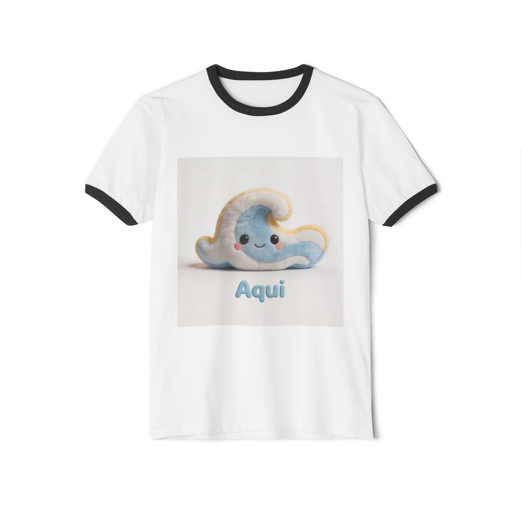 Camiseta Ringer Nube Azul 'Aquí' — Vive Canarias