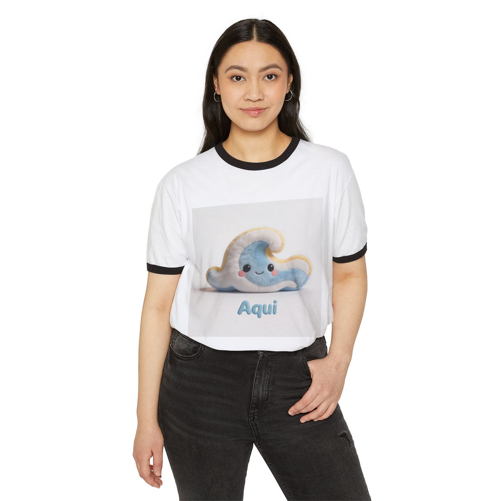 Camiseta Ringer Nube Azul 'Aquí' — Vive Canarias